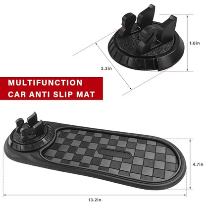 Sun Walker Multifunction Car Anti-Slip Mat, 3-in-1 Dashboard Pad Rotatable Phone Holder with Temporary Parking Number, Large Car Storage Mat Phone Mount for Phones Sunglasses Keys (Black & Gray) - color: Black & Gray