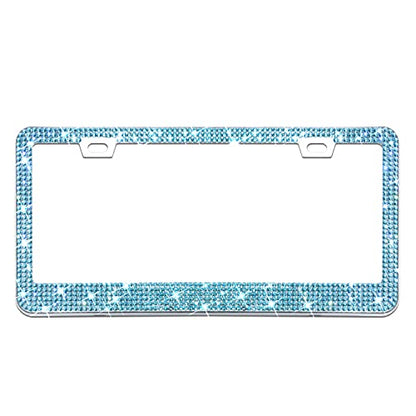 Bling License Plate Frame for Women, 1PCS Sparkly License Plate Frames| Over 1200 pcs 14 Facets Bedazzled Clear Glass Diamond Rhinestone Crystals w/Free Glitter Diamond Box (Blue) - color: Blue