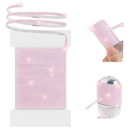 10-Yard Rhinestone Ribbon Self Adhesive Crystal Rhinestones, 2-Rows Bedazzling Strips, 10-Yard Rhinestone Strips for DIY Craft, Rhinestones for Crafting, Home Decor, Light Pink - color: Light Pink - 10-Yard - 2-Rows