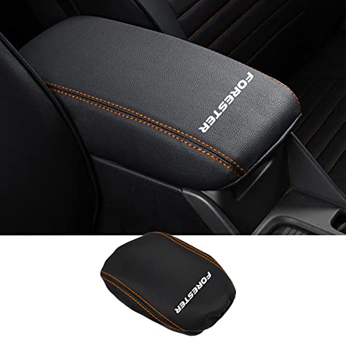 BOYUER Center Console Cover Armrest Leather Pad Cover Automatic Car Interior Decoration Accessories Compatible with Subaru Forester 2019 2020 2021 2022 2023 2024（Orange Stitches） - color: Orange Stitches