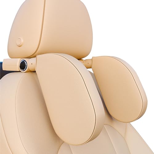 Car Headrest Pillow,Head, Neck Support Pillow,U Shaped Car Sleeping Pillow,180° Adjustable,Improve Head and Neck Posture and Adjust Sleep Position,Suitable for Kids and Adults (Beige) - color: Beige