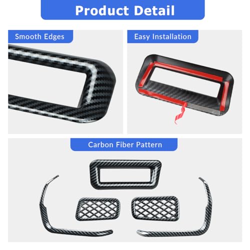 INTGET Center Console Dashboard Side Air Vent Outlet Cover for 2026 Toyota Grand Highlander Accessories 2024 2025 Interior Trim Kits with Headlight Control Switch Cover (ABS Carbon Fiber, 5PCS) - color: 5 PCS Air Vent Outlet Cover Kits