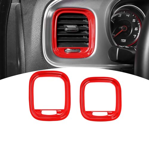 for Charger Dashboard Side Air Vent Cover Trim for Dodge Charger 2015-2023 Red Interior Accessories 2pcs - color: Red