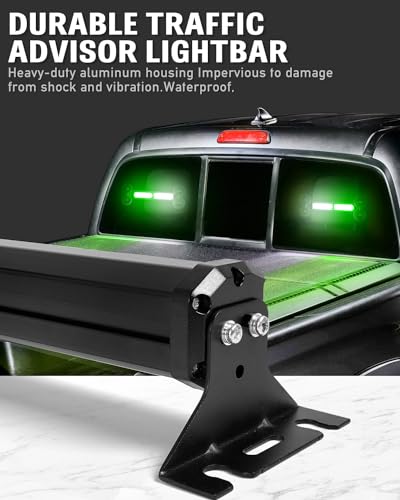 HLauto 1002L Emergency Strobe Traffic Advisor Light Bar: 40LED Dash Safety Warning Flashing Front/Rear Windshield Visor Light for Construction Vehicle, Trucks (2x10.7inch, Green White) - color: #05 Green/White