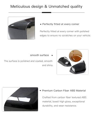 Carbon Fiber Left & Right Side Mirror Cover Cap Compatible with Toyota 4RUNNER 2013-2023, RAV4 2013-2018 SE/XLE/LTD, RAV4 HV 2016(Only for Models Without Side Camera) - size: Carbon Fiber(1 Pair)