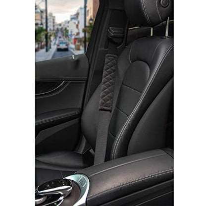 Amooca Soft Auto Seat Belt Cover Seatbelt Shoulder Pad 2 PCS for a More Comfortable Driving Compatible with All Cars and Backpack Black - color: B: Black