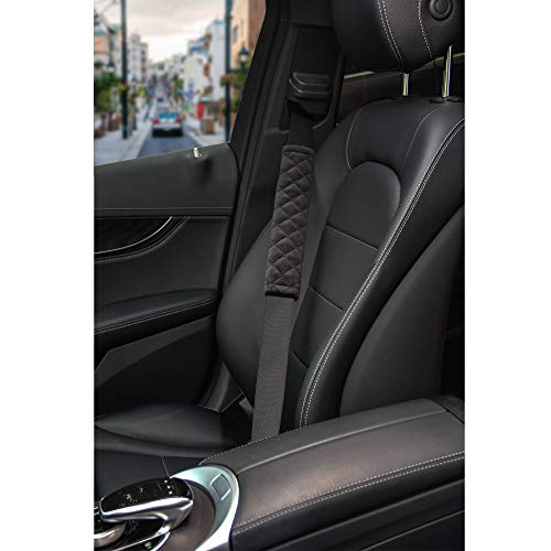 Amooca Soft Auto Seat Belt Cover Seatbelt Shoulder Pad 2 PCS for a More Comfortable Driving Compatible with All Cars and Backpack Black - color: B: Black