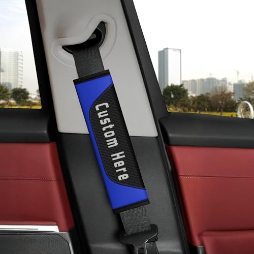 Custom Seatbelt Cover – Soft Carbon Fiber Seat Belt Pads Cushion – Personalized Seatbelt Covers for Adults Kids Women – Cute Seat Belt Shoulder Pad - color: Blue