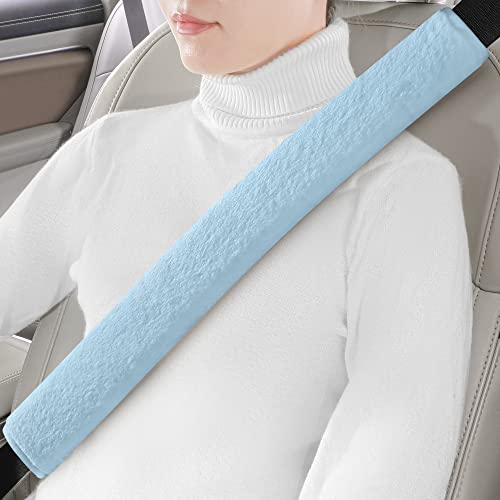 LACDL Extra Long Seatbelt Cover Super Soft Furry for Adults Kids Women & Men, Thick Plush Full Car Seat Belt Strap Cushion, Fluffy Shoulder Pad Protector, Auto Interior Accessories, 1pc, Blue, 25.5in - color: Blue, size: 25.5in - 1pc
