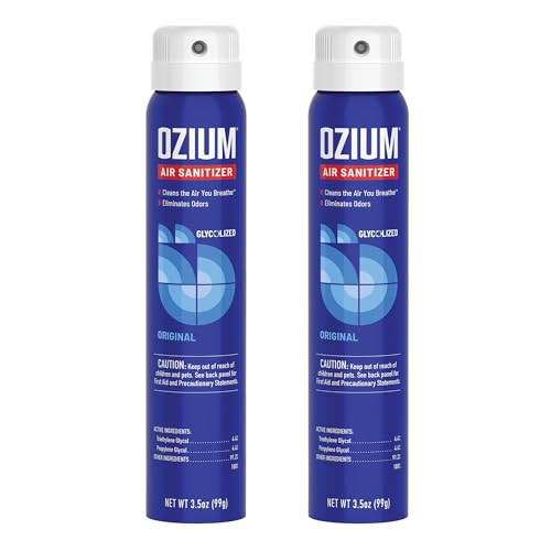 Ozium 3.5 Oz. Air Sanitizer & Odor Eliminator for Homes, Cars, Offices and More, Original Scent,(Pack of 2), clear - size: 3.5 Ounce (Pack of 2)
