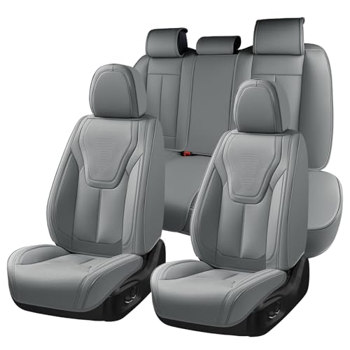 FLORICH Car Seat Cover Full Set, Automotive Seat Covers, Luxury Waterproof Leather Car Seat Protectors, Car Seat Cushions Universal Fit for Most Sedans SUVs Trucks - Grey - color: Grey, size: Fullset