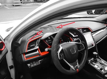 Car Accessories Fit for Honda Civic 10th Gen 2016-2021 ABS Carbon Fiber Interior Dashboard Cover Trim 1PC Set