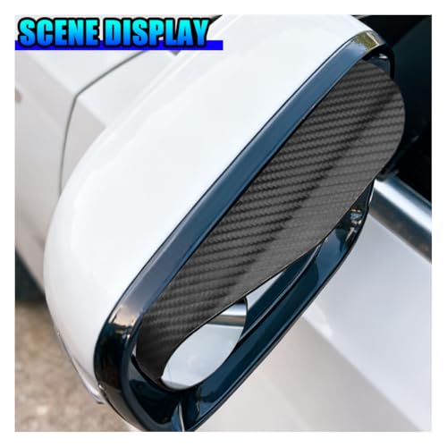 YoRise 2PCS 2-in-1 Car Blind Spot Mirrors with Rain Guard, 360° Adjustable Carbon Fiber Automotive Side Rear View Mirror, Universal Exterior Reversing Accessories for SUV Truck (Black)