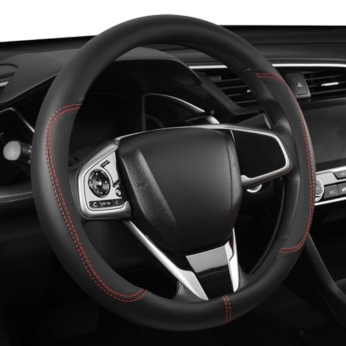 Car Steering Wheel Cover,Microfiber Leather Steering Wheel Cover Universal 14.5-15 inch, Anti-Slip Breathable Auto Wheel Cover Protector for Men Women, (Black) - color: Black, size: Standard Size [14.5"-15"]