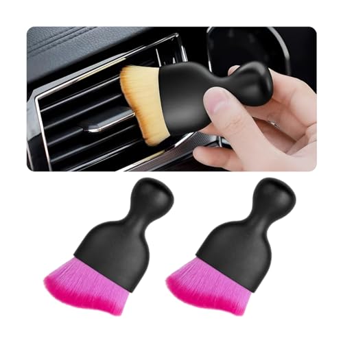 Blilo 2PCS Car Interior Detailing Brush with Dust Cover, Auto Soft Hair Cleaning Brushes, Scratch Free Curved Dirt Collectors, for Vehicle Dashboard Air Conditioner Vents Leather (Deep Purple/2PCS) - color: Deep Purple, size: 2PCS