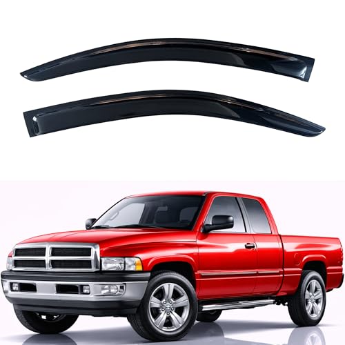 KPY Rain Guards Fit for 1994-2001 Dodge Ram 1500, Out-Channel Window Visors Vent Wind Deflectors 2PC, Truck Accessories for 94-02 Dodge Ram 2500 3500 (Excludes Towing Mirror) - size: 1994-2001 Ram 1500 & 1994-2002 Ram 2500/3500