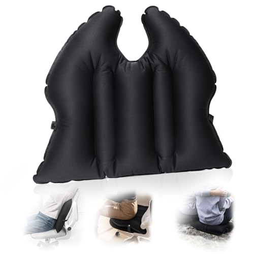 Inflatable Seat Cushion, Lumbar Support Pillow for Office Chair, Portable Outdoor Camping air Cushion,Car Lumbar Support, Lightweight, Waterproof, Essential for Home, Office and Travel, Black - size: 1 PACK