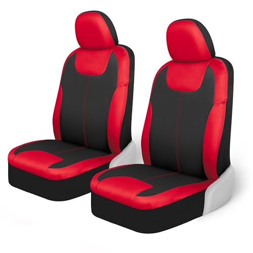 Motor Trend Red/Black Waterproof Seat Covers for Front Seats – Premium Neoprene Red Seat Covers, Car Seat Protectors with Removable Headrest, Interior Covers for Auto Truck Van SUV Seat Protection - color: Red Front Seats