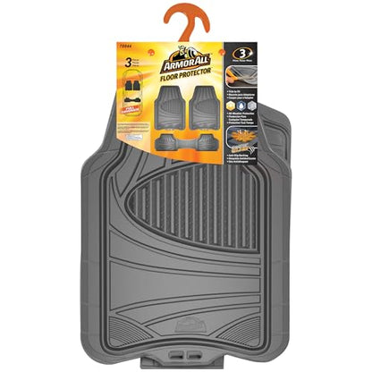 Armor All Floor Protector, Universal Floor Mats for Cars, Trucks, and SUVs, All-Season & Heavy-Duty Mats, Trim to Fit for Full Coverage, Premium Quality and Easy to Clean, Gray (3-Piece)