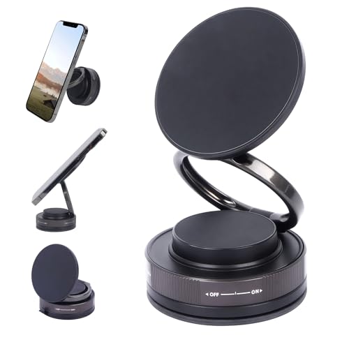 Suction Magnetic Phone Mount with 360° Rotation & Foldable Design Universal Suction Holder for Car Dashboard/Mirror Fits iPhone & All Smartphones via Magnetic Ring 826001
