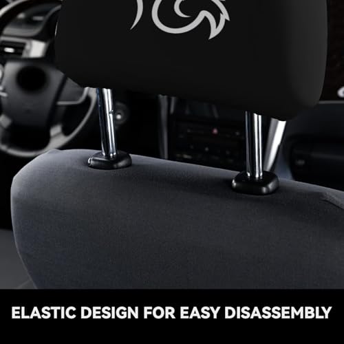 Paw Footprint Car Headrest Covers 2 Pack Pet Dog Headrest Wrap Protection Paws Soft Elastic Fabric Head Rest Cover for SUV Truck Sedan Van, Black - color: Paws