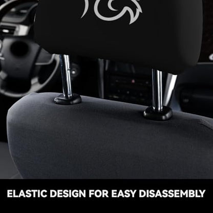 Paw Footprint Car Headrest Covers 2 Pack Pet Dog Headrest Wrap Protection Paws Soft Elastic Fabric Head Rest Cover for SUV Truck Sedan Van, Black - color: Paws
