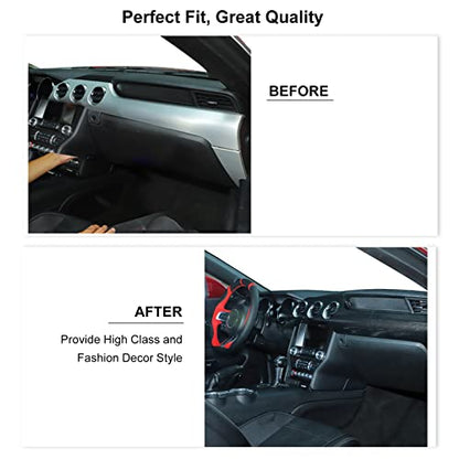 RT-TCZ Carbon Fiber Center Console Dashboard Panel Trim Cover Kit Meter Frame Interior Decoration Accessories for Ford Mustang 2015-2023