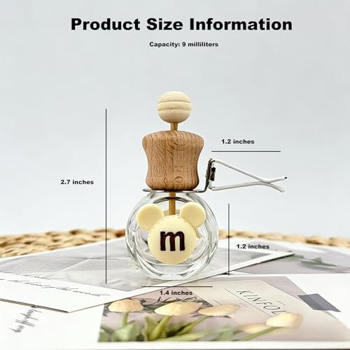 2 Pack Car Air Freshener Diffuser Bottle Refillable Empty Glass Perfume Bottle with Vent Clip, Drift Car Air Freshener Clip Essential Oil Diffuser for Car Oil Diffusers Interior Decor-A4 - size: Bear-A4 - 2PCS