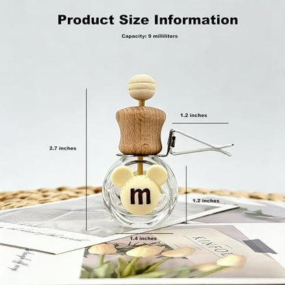 2 Pack Car Air Freshener Diffuser Bottle Refillable Empty Glass Perfume Bottle with Vent Clip, Drift Car Air Freshener Clip Essential Oil Diffuser for Car Oil Diffusers Interior Decor-A4 - size: Bear-A4 - 2PCS