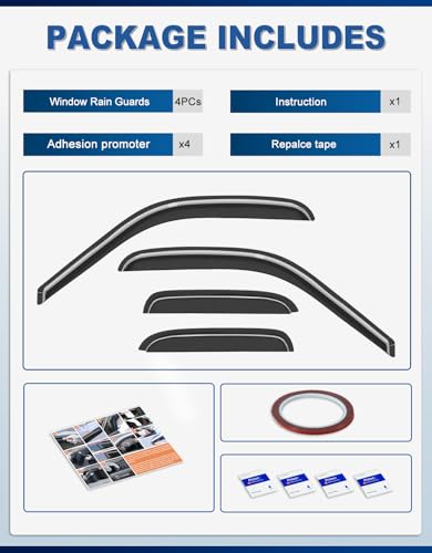 Out-Channel Window Rain Guards Fit for Toyota Tundra Extended Cab 2000-2006, Extra Durable Window Visors Vent Visors Vent Shades Wind Deflector Dark Smoke Car Tape-on with Thicker 4PCS - size: Fit for 2000-2006 Toyota Tundra Extended Cab
