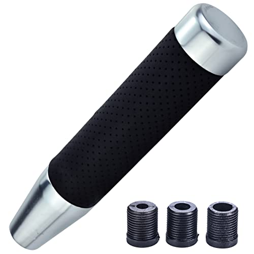 7" Long Weighted Gear Shifter Knob Leather Covered Alloy Car Stick Shift Lever Handle Fit Most Manual Vehicles, Silver - color: Silver