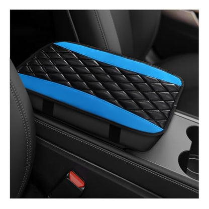 Car Center Console Cushion Pad, 12.6"×7.5" Waterproof Leather Armrest Seat Box Cover Protector, Soft Comfortable Anti-Scratch Arm Rest Console Pad for Most Cars Trucks SUVs (Black & Blue) - color: Black & Blue