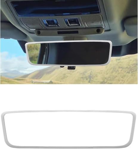 Wevdn Rear View Mirror Protector Frame, Silicone Car RearView Mirror Cover Compatible with Model 3 and Y, Auto Interior Decoration Gifts, Car Accessories (White) - color: White