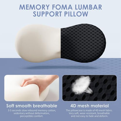 kasney Lumbar Support Pillow, Back Pillow for Low Back Pain Relief, Ergonomic Streamline Car Seat, Office Chair, Recliner and Bed (Black) - color: Black