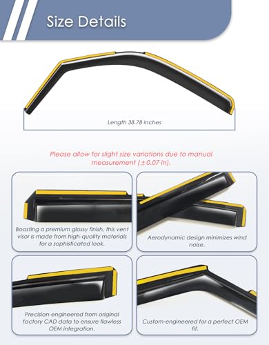in-Channel Window Rain Guard for Chevy Express Van 1996-2026 GMC Savana 1996-2026 Rain Guards Side Window Visors Vent Visor Window Deflectors Vent Shades Car Accessories-2PCS - size: For 1996-2026 Chevy Express Van/GMC Savana