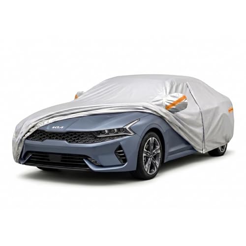 All-Weather Kia K5 Optima Stinger Car Cover Waterproof Heavy Duty Custom Fit for 2001-2026 Kia K5 Optima Stinger LX LXS S EX SX Turbo GT GT-Line GT1 GT2 Magentis - size: Kia K5/Stinger/Optima