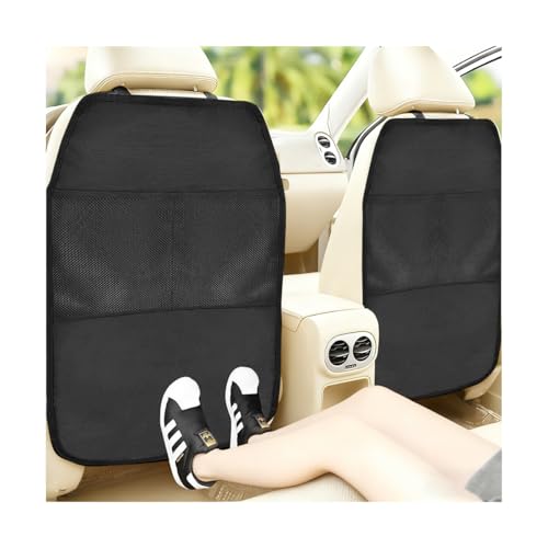 Zpana 2PCS Car Kick Mat Back Seat Protector, Large Vehicle Backseat Protector with 2 Mesh Storage Pockets, Automotive Back Seat Storage Organizer for Kids, Universal for Truck SUV Sedan