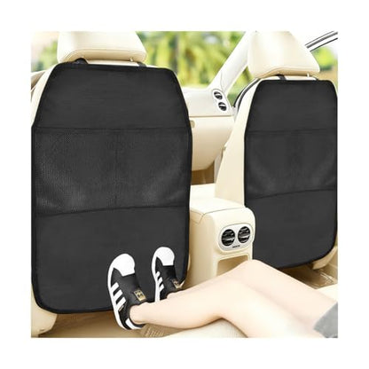 Zpana 2PCS Car Kick Mat Back Seat Protector, Large Vehicle Backseat Protector with 2 Mesh Storage Pockets, Automotive Back Seat Storage Organizer for Kids, Universal for Truck SUV Sedan