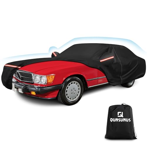 QUNSUNUS Waterproof Car Cover for Mercedes Benz SL-Class 380SL 420SL 450SL 500SL 560SL 2 Door 1971-2002, All Weather Outdoor Car Covers with Zipper, Straps and Elastic Edge - color: for Benz SL-Class