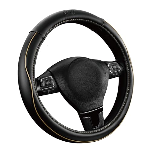 Skechers Memory Foam Steering Wheel Cover,Piping Microfiber Leather Steering Wheel Cover Sporty Universal Fit 14" 1/2-15" Car Wheel Protector for Men Women Fit Suvs,Vans,Sedans,Car,Trucks,Beige - color: Beige