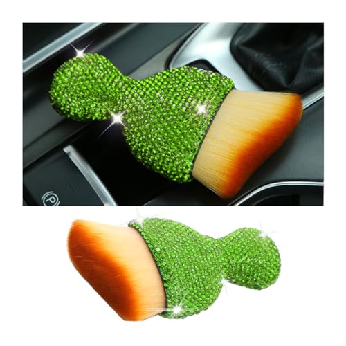 zipelo Auto Interior Dust Brush, Car Detailing Cleaning Brush with Diamond, Bling Handle Soft Bristles Dusting Tool, Scratch Free Dirt Clean Brushes for Vehicle Dashboard, Air Conditioner Vent (Green) - color: Green