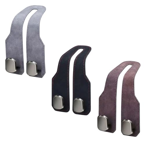 Eadwe Headrest Hooks for Car, 2026 New Car Seat Back Zinc Alloy Double Hook for Purses and Bags,Twinhook Leather Car Headrest Hangers Seat Back Organizers for Travel (Mix) - color: Mix
