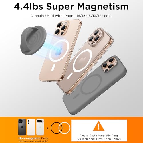Magnetic Phone Grip Ring Holder, Liquid Silicone Magnet Cell Phone Grip Finger Loop, Compatible with Magsafe, Back of Phone for iPhone 17/16/15/14/13/12 Series, Gray - color: Gray