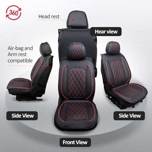 MIROZO Tacoma Front Seat Covers, Waterproof Truck Seat Covers Fit for 2016-2023 Toyota Tacoma Crew Cab,Leather Automotive Seat Cover Car Seat Covers (Black and Red,2PCS Front) - color: Black And Red, size: 2PCS Front（2016-2023 Tacoma）