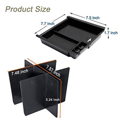 JDMCAR 2PCS Center Console Insert Set Compatible with Toyota Tacoma 2023 2022-2016, Console Armrest Box Insert Tray and Center Console Organizer Divider for Tacoma Accessories