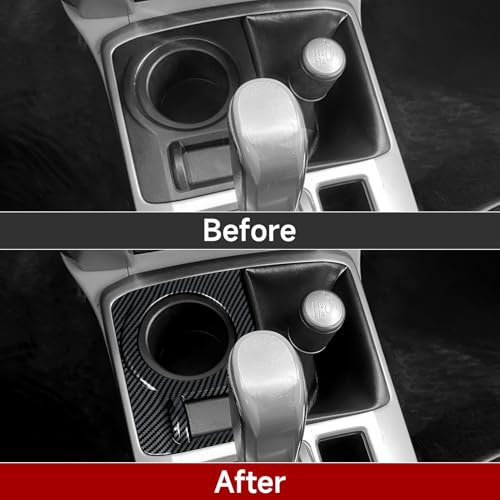 Car Cup Holder ABS Sticker Carbon Fiber Decal Cover Interior Trim Accessories for Toyota 4Runner SUV 2010-2025 Black （B） - color: Cup Holder B