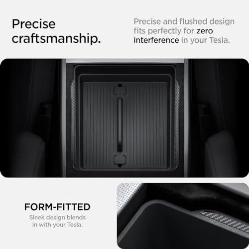 Spigen Armrest Console Organizer for Tesla Model Y Juniper (Standard, Premium & Performance 2026/2025) and Model 3 Highland (Standard, Premium & Performance 2026/25/24) - size: Armrest Console Organizer
