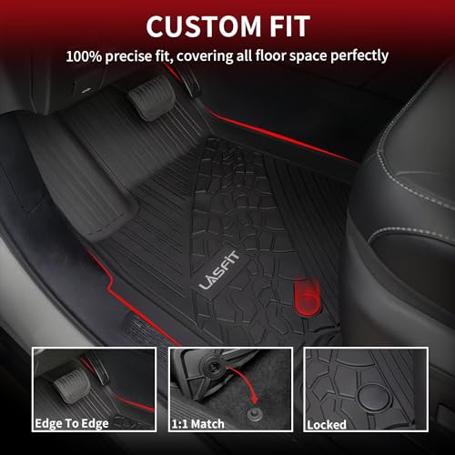LASFIT Floor Mats & Trunk Mat for Jeep Grand Cherokee WL 2022-2025 2026 5-Seat (Include 4xe, NOT for L), All Weather TPE Custom Fit Car Mats Floor Liners Cargo Liner Cargo Mat Black - style: Grand Cherokee 5 Seats 22-26