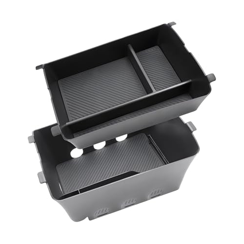 Double Layer-2026 Palisade Center Console Organizer for Hyundai Palisade (Calligraphy) (Only fit 7-Seater with Dual-Opening Center Console), Durable ABS Plastic Tray 2026 Palisade Accessories - color: Black (2pcs)