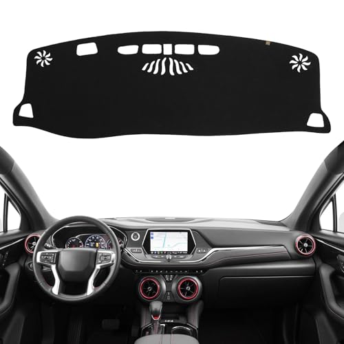 Dashboard Cover Dash Mat Fit for Chevy Blazer 2024-2019 Car Dash Board Mat Anti-Glare Carpet,Non-Slip Pad Sunshield Protector (Black) - color: Black, size: Fit 19-24 Blazer